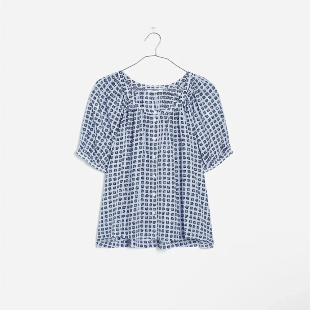 Women’s Madewell Puff-Sleeve A-Line Top in washed lavender (blue/lavender)